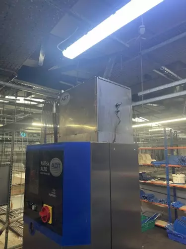 Nilfisk SC Delta multi-pump pressure washer system prior to water tank and system upgrades in a Birmingham food processing factory, before improvements to handle high-demand nightly clean-down usage.